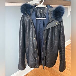 Black lamb skin leather jacket size L